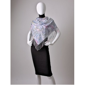 ж платок Fashionset 320052 кошки бел/св.сер